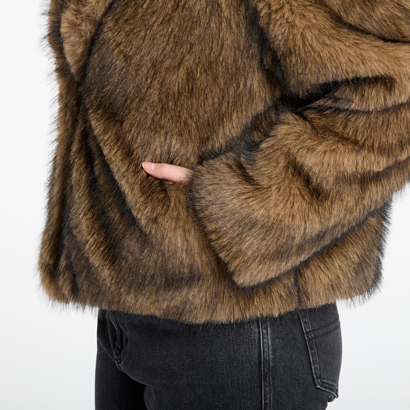 Kurtki Urban Classics Ladies Short Faux Fur Jacket Brown/ Black