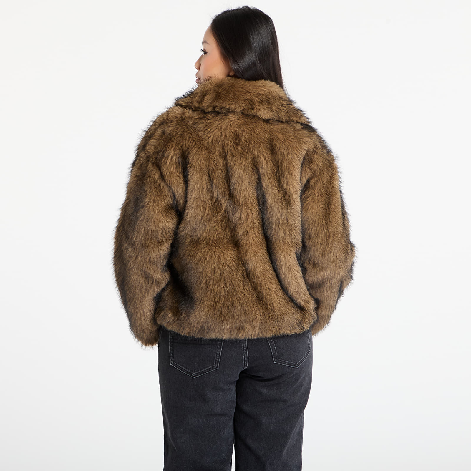 Kurtki Urban Classics Ladies Short Faux Fur Jacket Brown/ Black