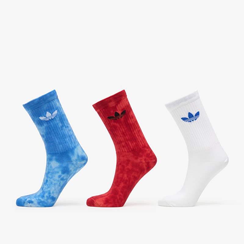 adidas Tie Dye Crew Socks 3 Pairs Crystal Sky/ Lucid Red/ White- Clear Blue