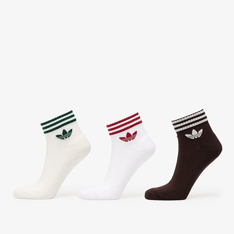 adidas 3-Stripes Ankle Socks 3 Pairs Off White/ Aurora Coffee/ White
