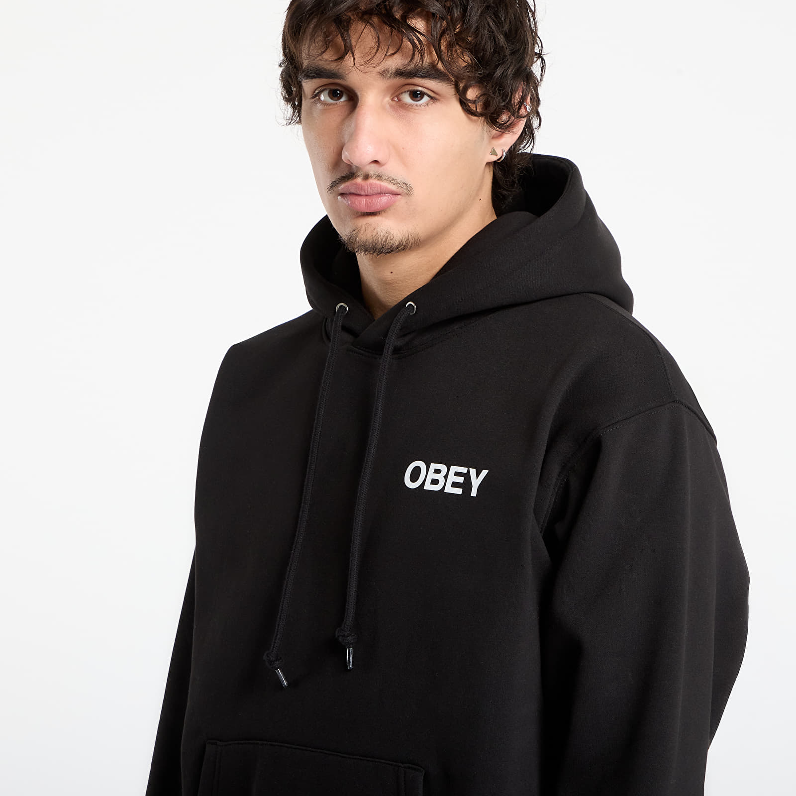 Bluzy OBEY Doberman Pullover Hood Black