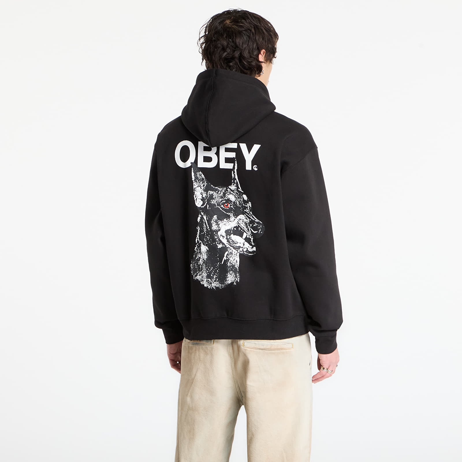 Bluzy OBEY Doberman Pullover Hood Black