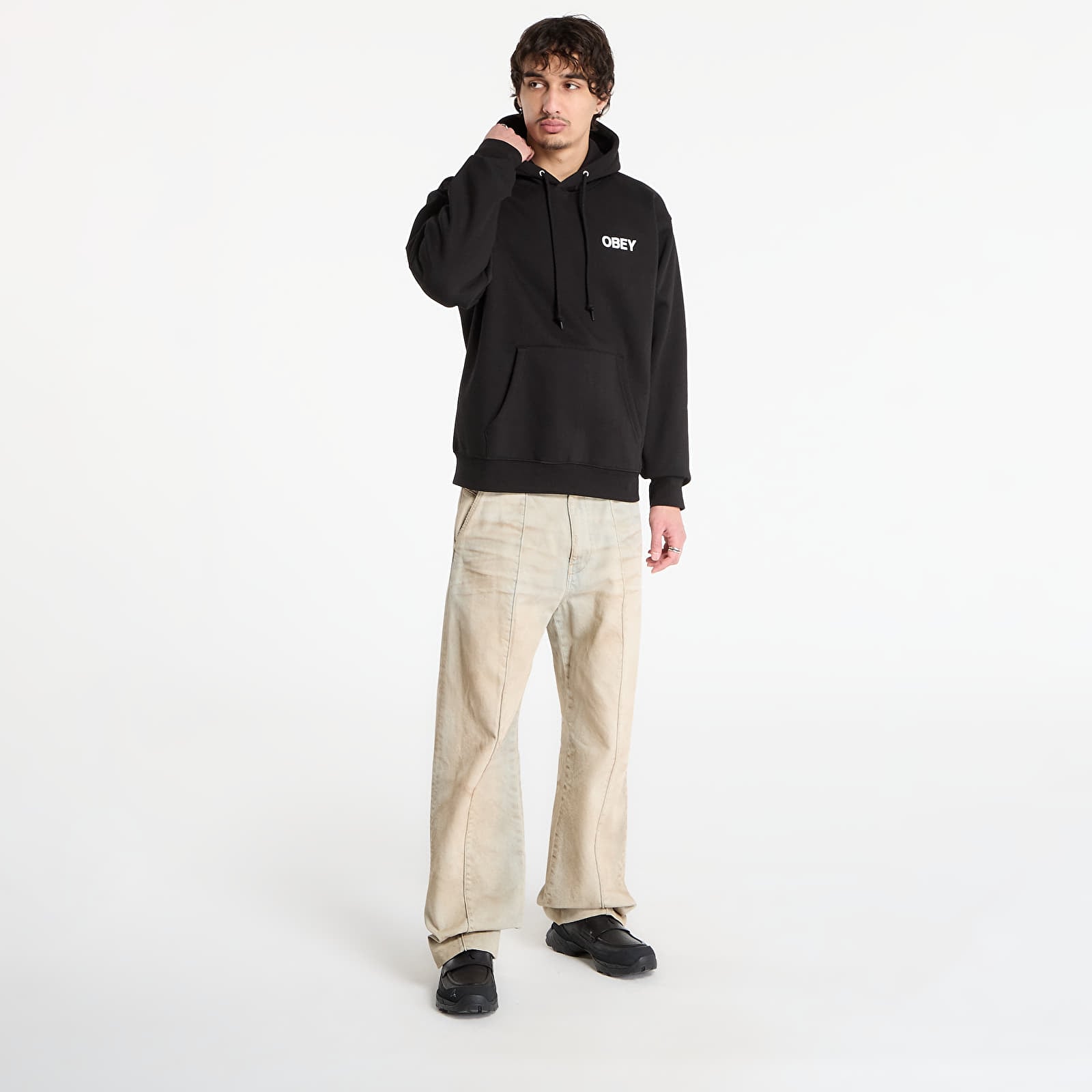 Bluzy OBEY Doberman Pullover Hood Black