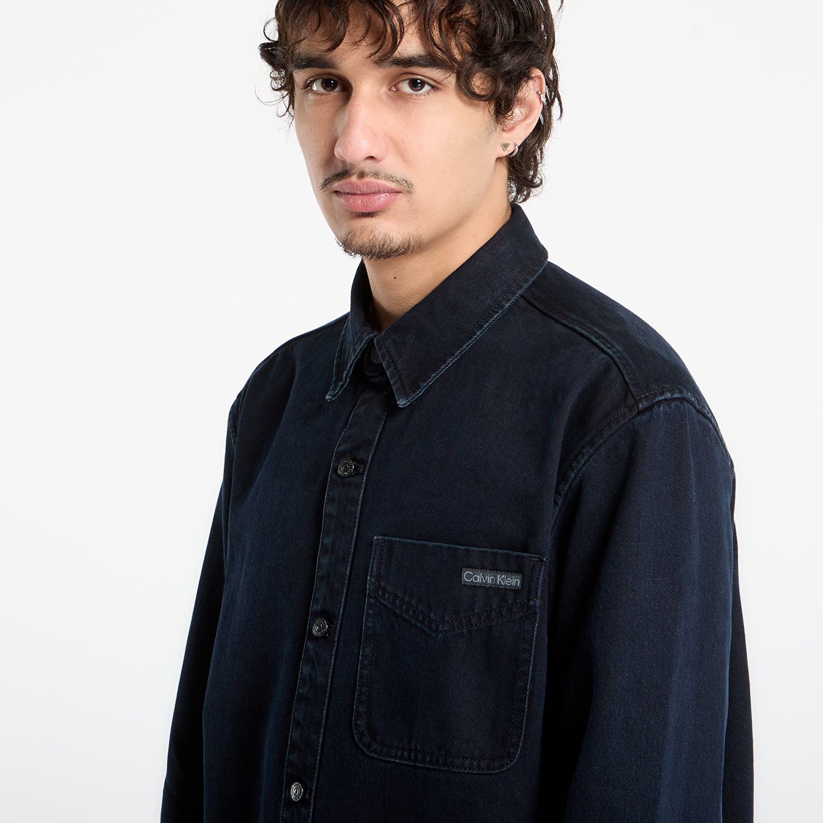 Pánské košile Calvin Klein Jeans Blue Black Stone 90S Shirt Blue
