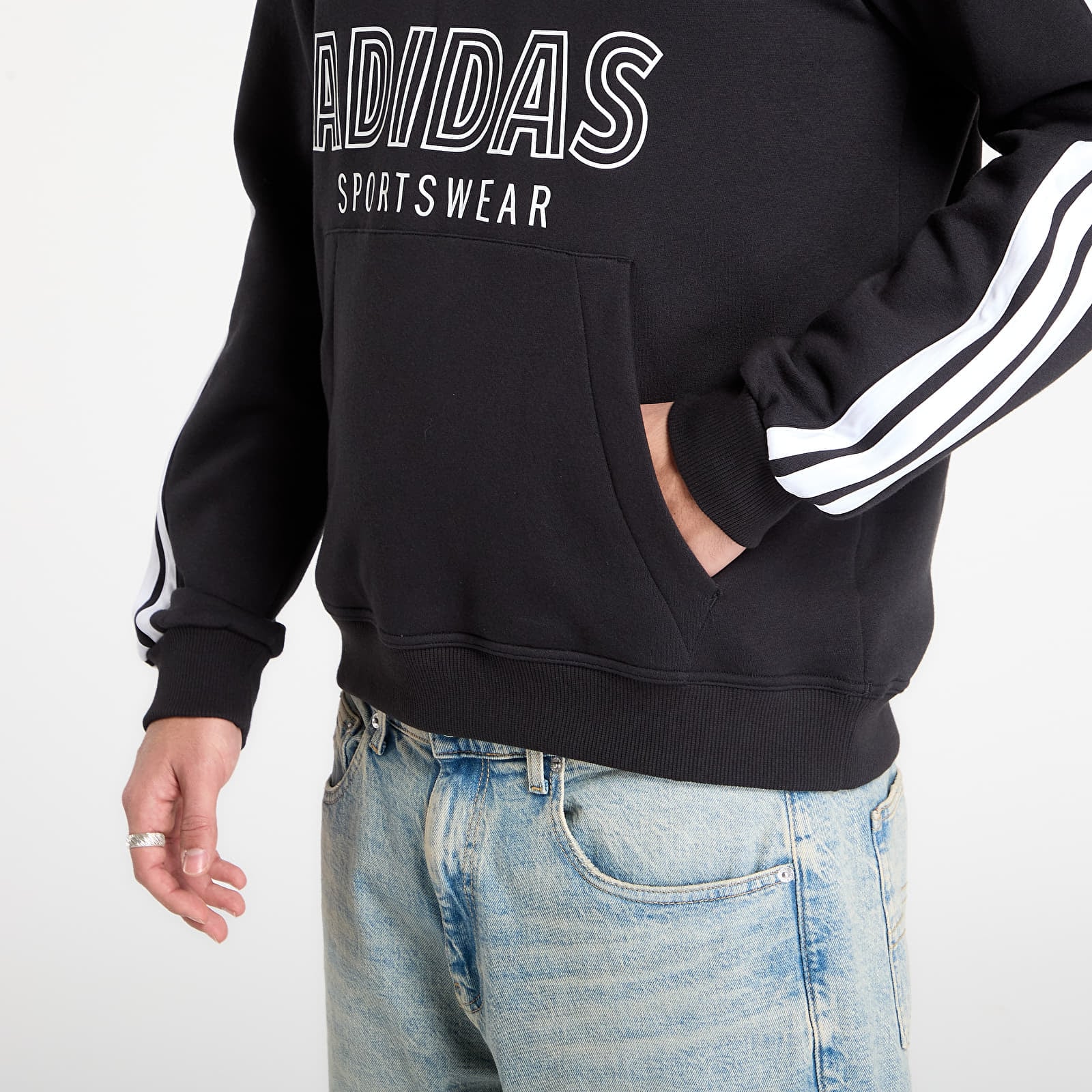 Puloverji   adidas M Tiro Fl Hdy Black/ White