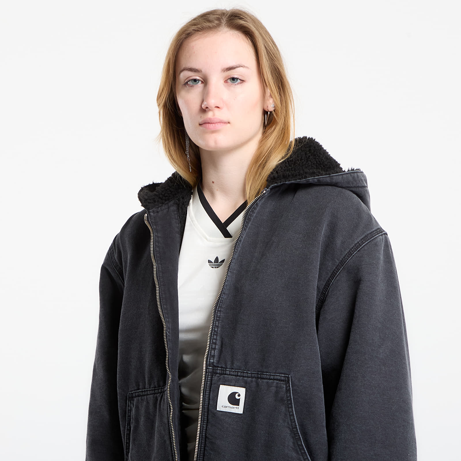 Ženske jakne Carhartt WIP W' Hooded Mitch Jacket Black