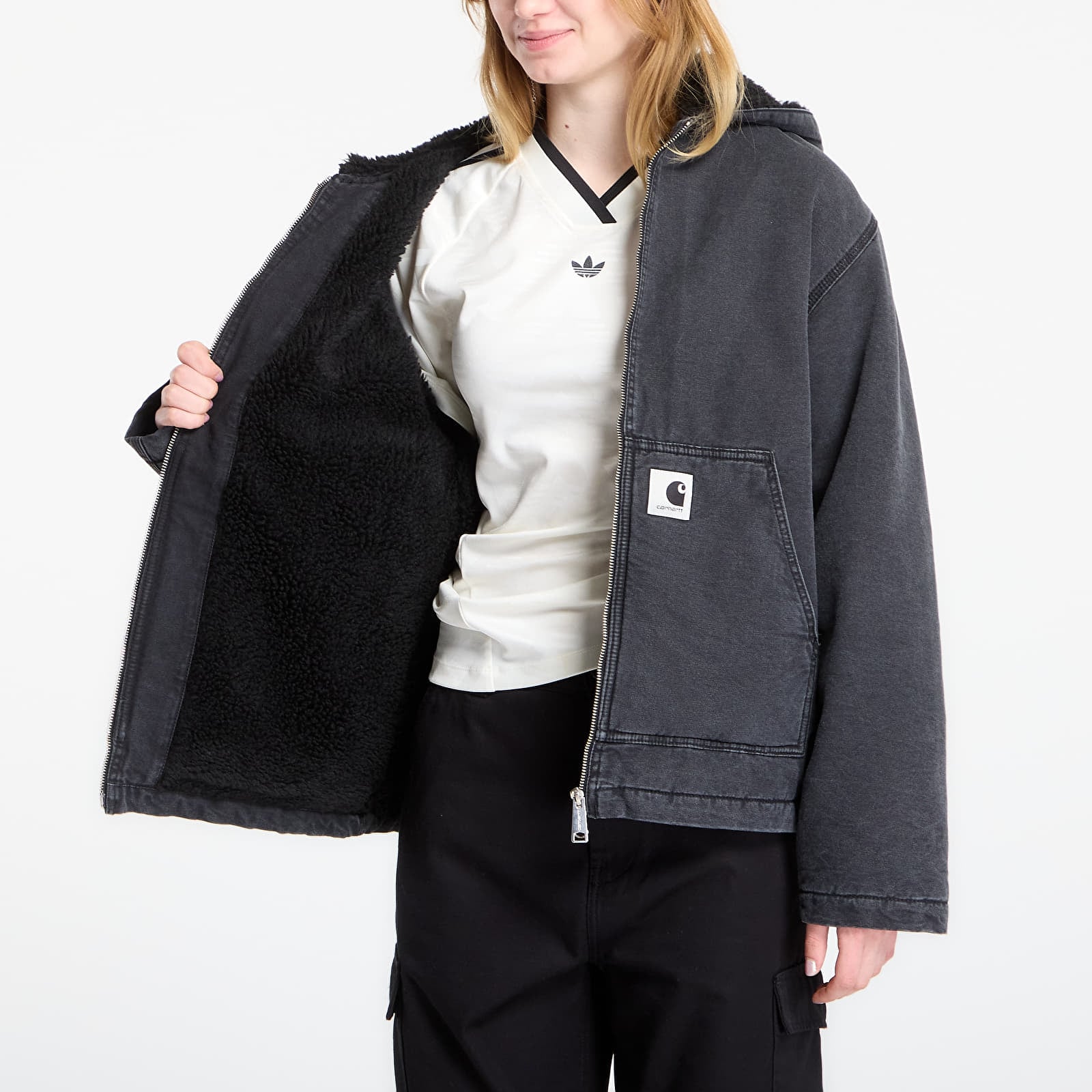 Ženske jakne Carhartt WIP W' Hooded Mitch Jacket Black