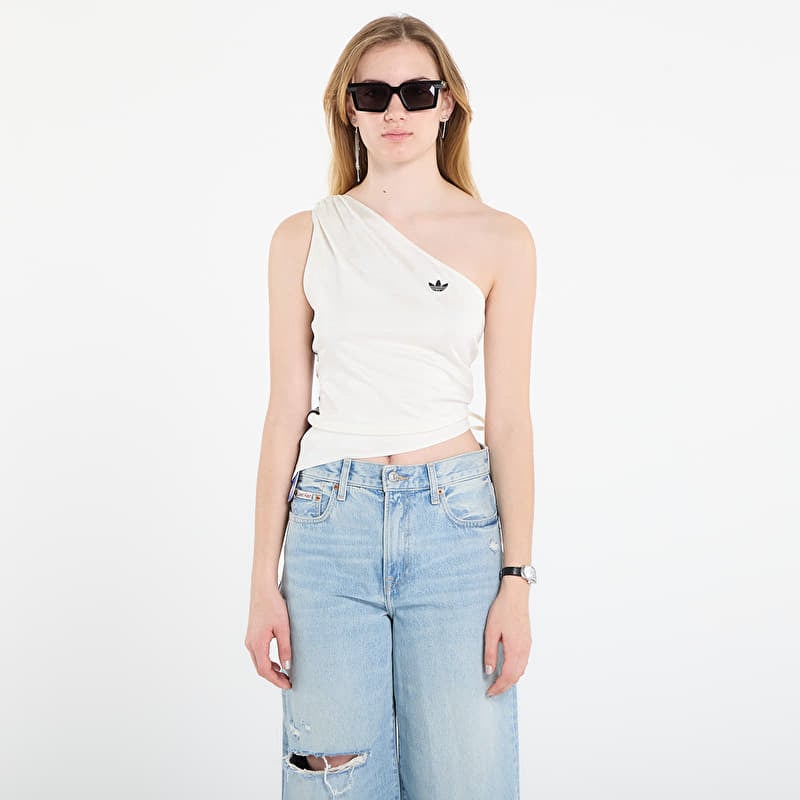 adidas Rouched One Shoulder Long-Sleeve Top Off White