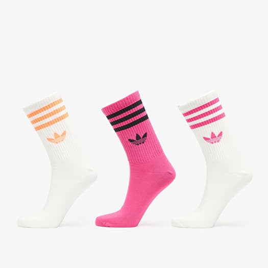 Ponožky adidas 3S Crew Socks 3-Pack Off White/ Shock Pink/ Off White