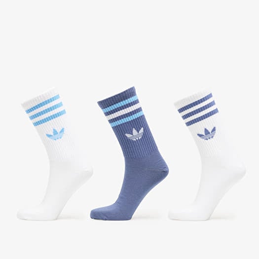 Ponožky adidas 3S Crew Socks 3-Pack Creme Blue/ White/ White