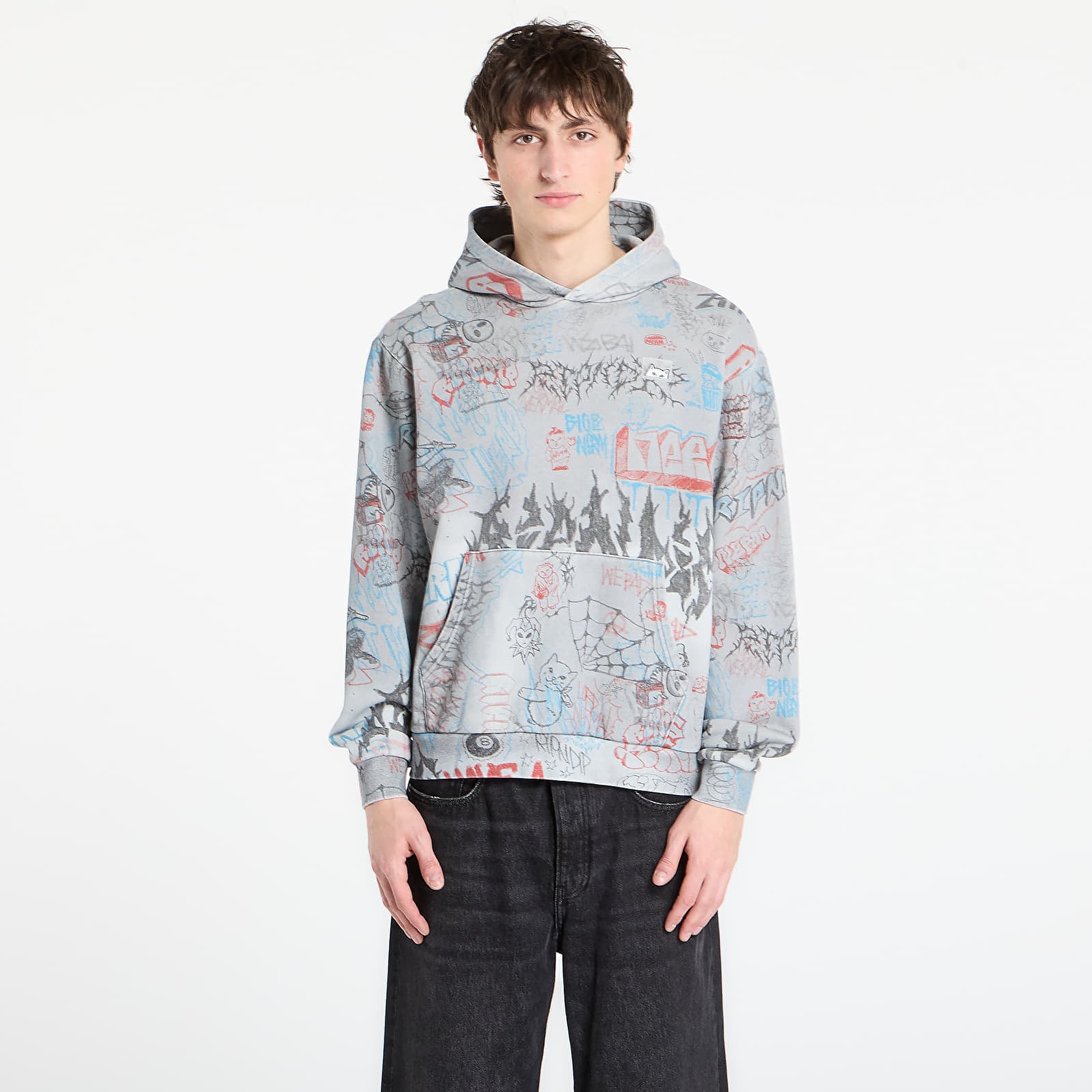 Sweatshirt RIPNDIP Marker Hoodie Sage Grey Vintage Wash M