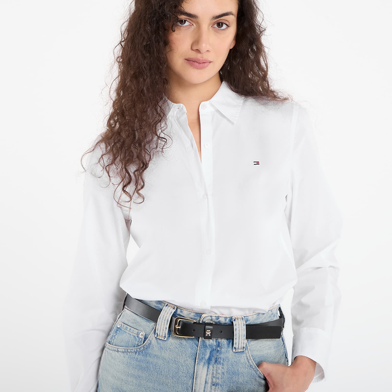 Srajce  Tommy Hilfiger Cotton Stretch Regular Ls Shirt Optic White