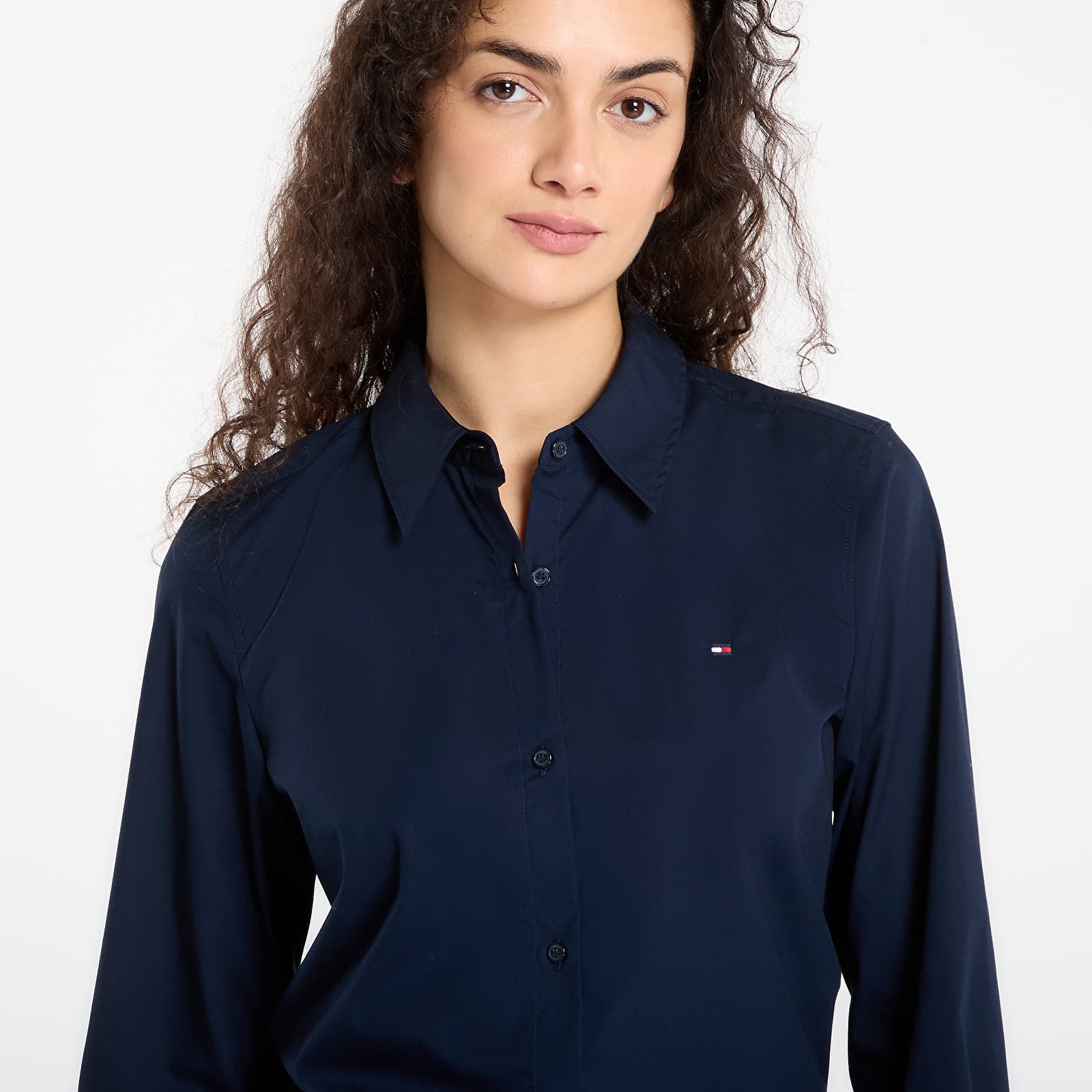 Рубашки Tommy Hilfiger Cotton Stretch Regular Ls Shirt Dark Blue