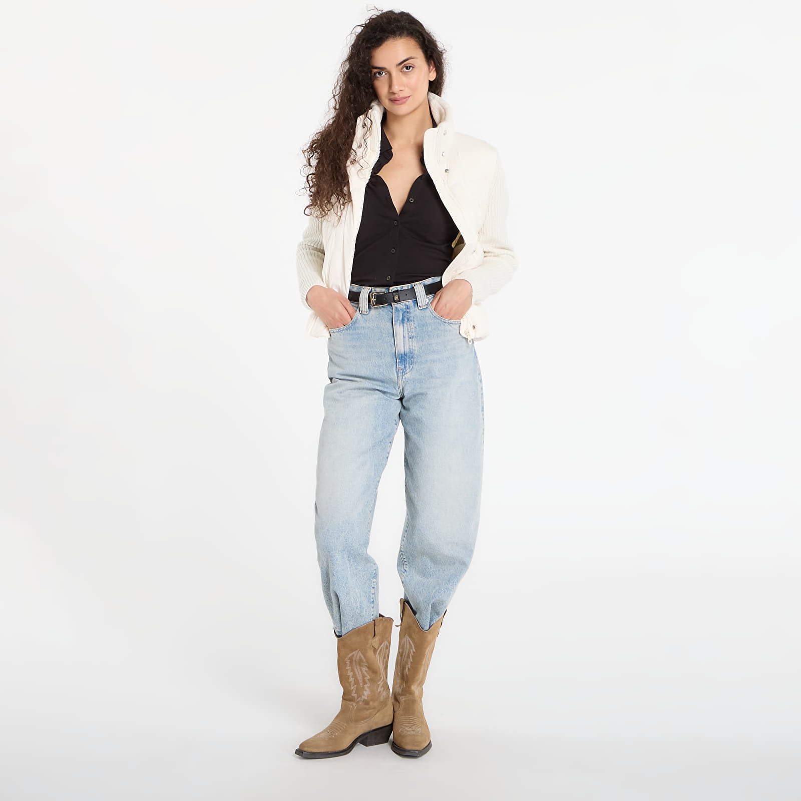 Giacche Tommy Hilfiger Modern Down Knit Mix Reg Jacket Ivory Silk