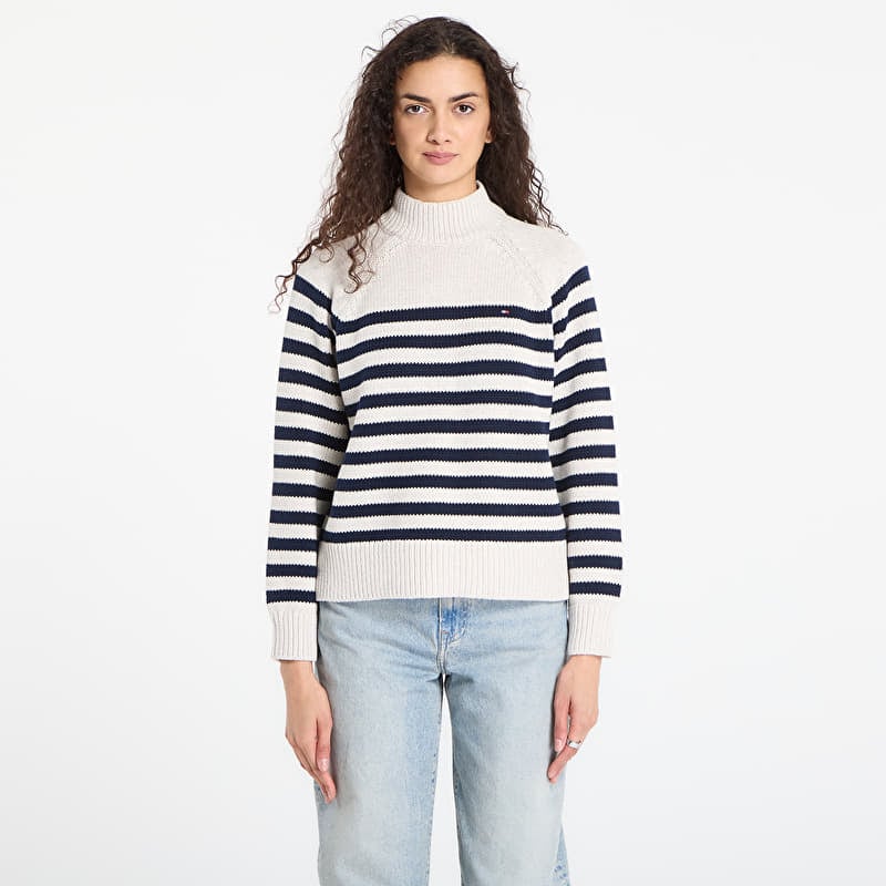 Свитер Tommy Hilfiger Cotton Blend Mock-Neckk Ls Sweater Htr Oatmilk/ Dark Navy Eng Stp