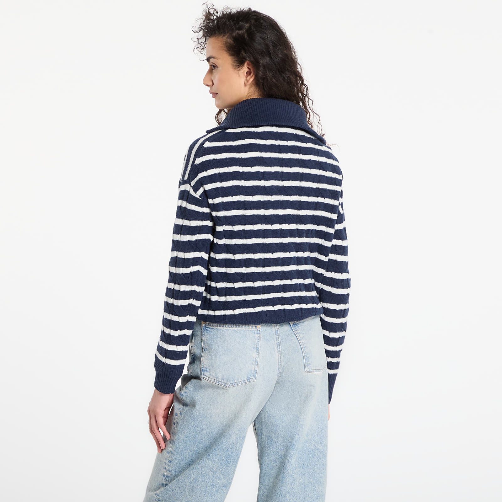 Swetry Tommy Hilfiger Soft Wool Cable 1/2 Zip Ls Sweater Dark Night Navy/ Ivory Petal Stp