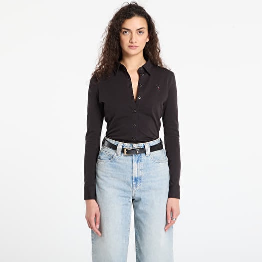 Tricou Tommy Hilfiger 1985 Slim Pique Btn Down Ls Black