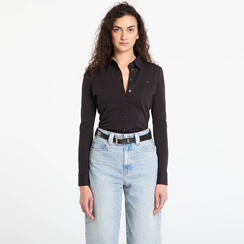 Camiseta Tommy Hilfiger 1985 Slim Pique Btn Down Ls Black