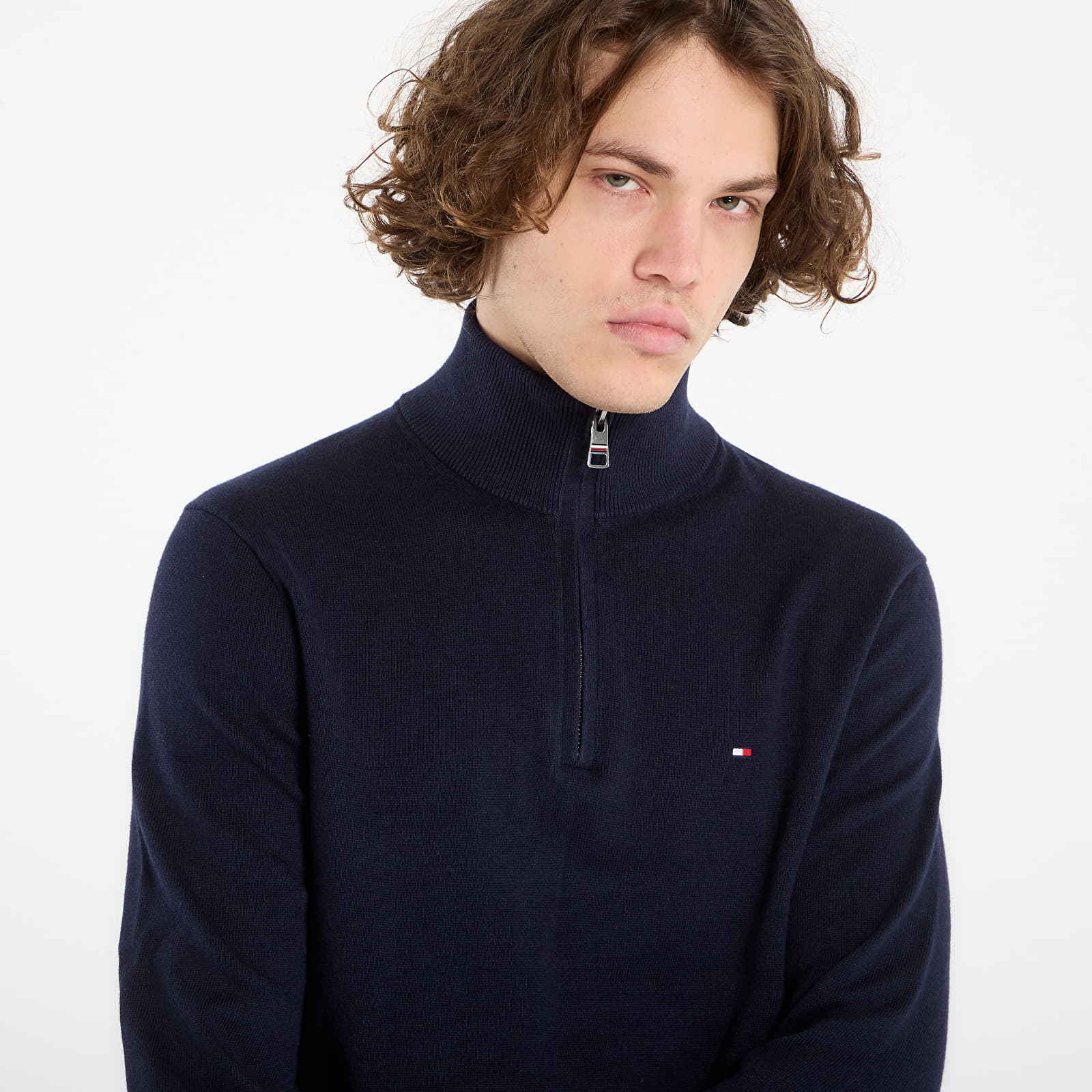 Maglioni Tommy Hilfiger Pima Org Ctn Cashmere Zip Mock Desert Sky