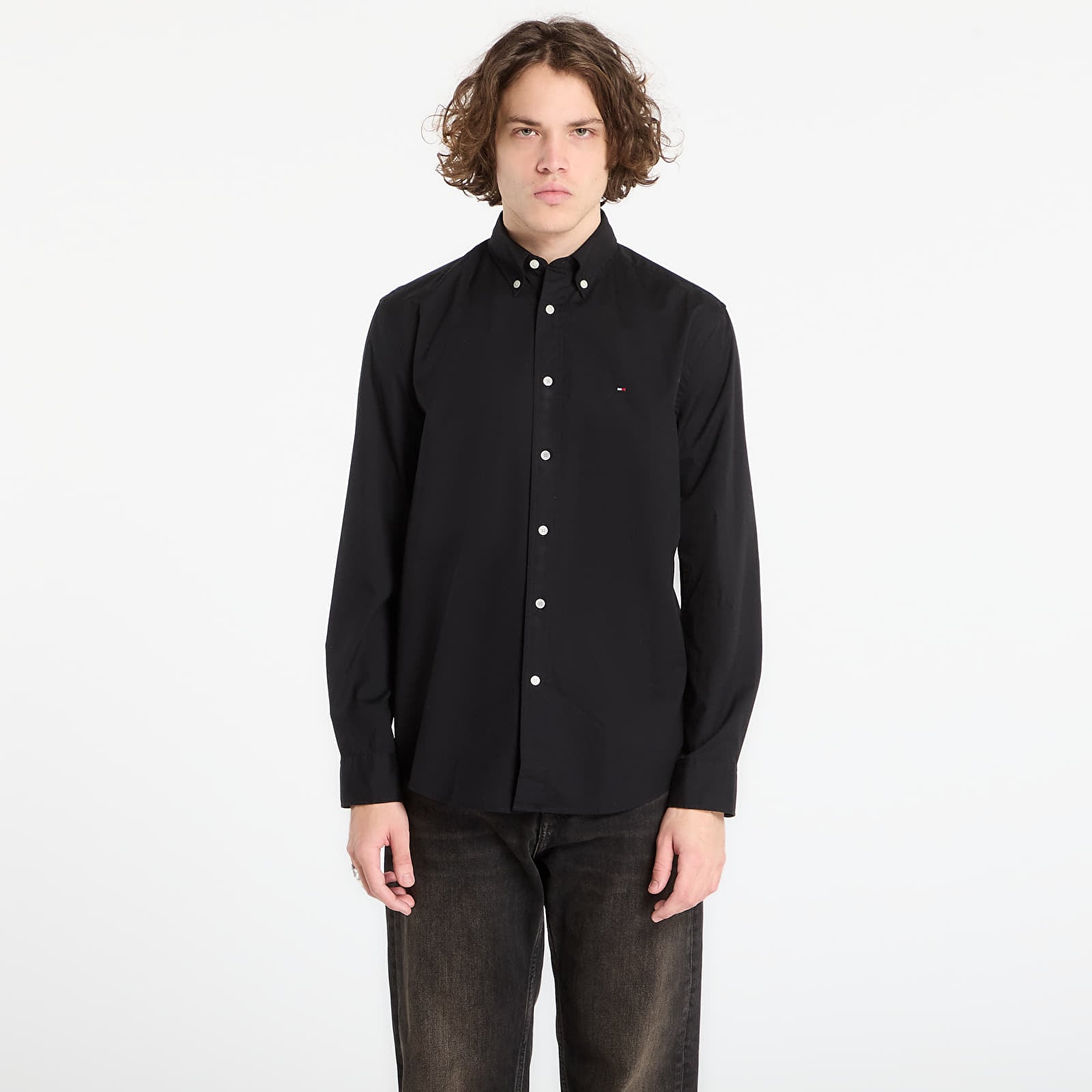Košile Tommy Hilfiger Core Flex Poplin Solid Rf Shirt Black