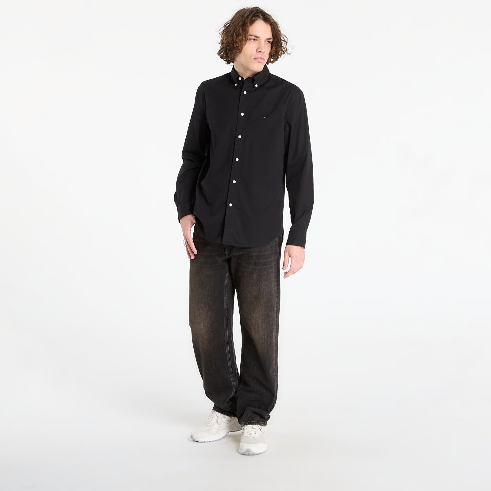 Košile Tommy Hilfiger Core Flex Poplin Solid Rf Shirt Black