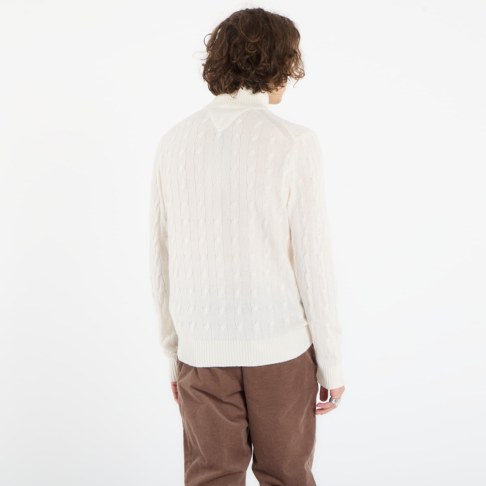 Maglioni Tommy Hilfiger Lambswool Blend Cable Zip Mock Ivory Petal