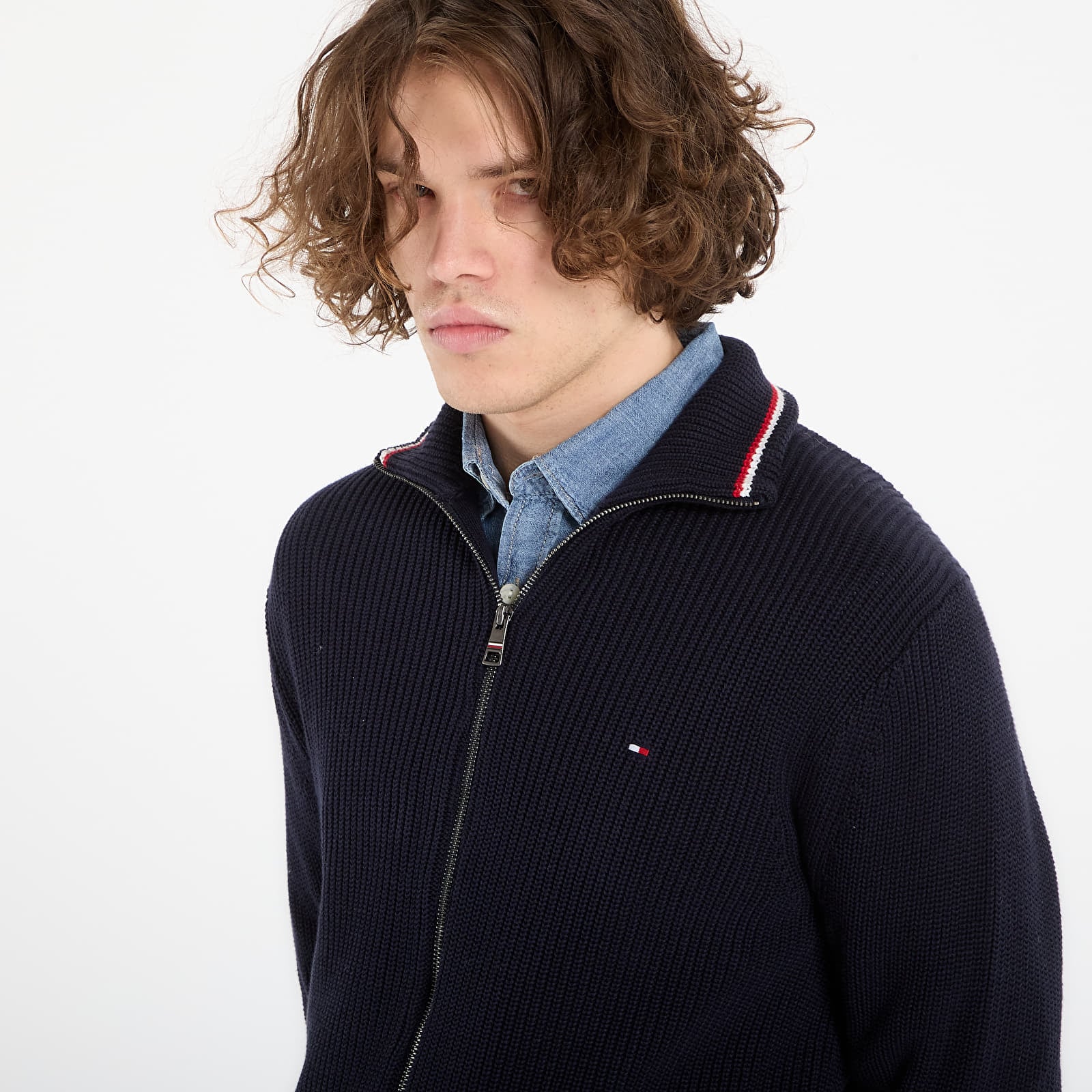 Maglioni Tommy Hilfiger Rwb Rib Zip Through Desert Sky