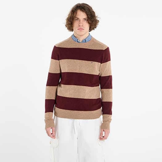 Maglione Tommy Hilfiger Lambswool Crew Neck Safari Canvas Heather/ Deep Burgundy Heather