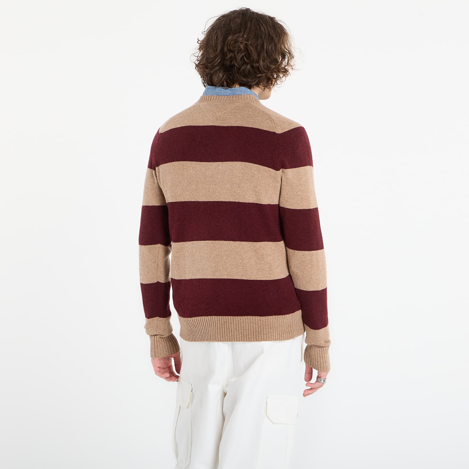Maglioni Tommy Hilfiger Lambswool Crew Neck Safari Canvas Heather/ Deep Burgundy Heather