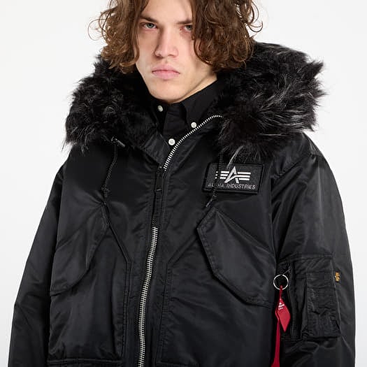 alpha industrie ファージャケット Alpha Industries 45P Faux fur-trimmed Hooded Bomber Jacket | Blue