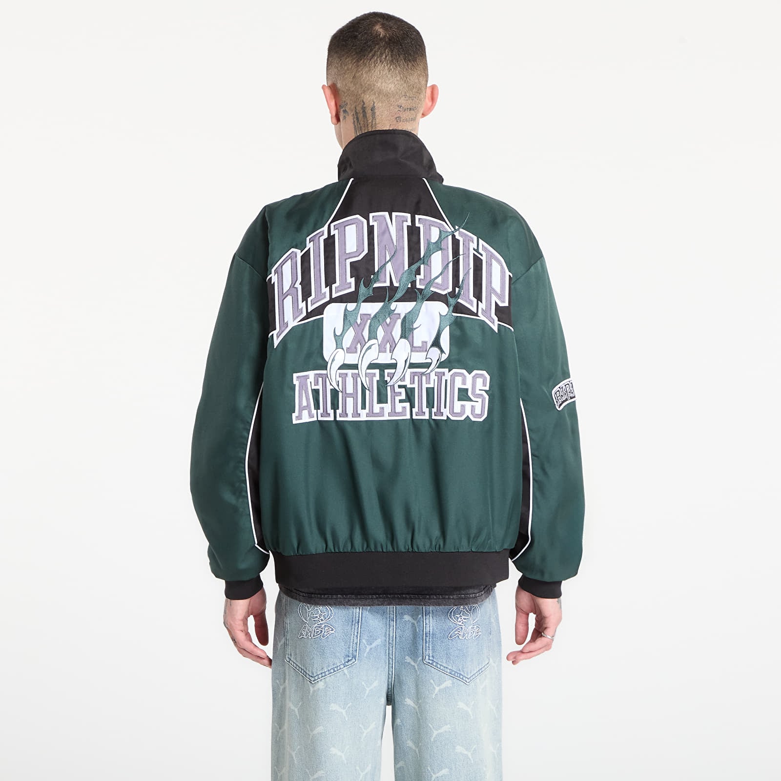 Pánske bundy RIPNDIP Ripndip Athletics Race Jacket Sand/ Charcoal