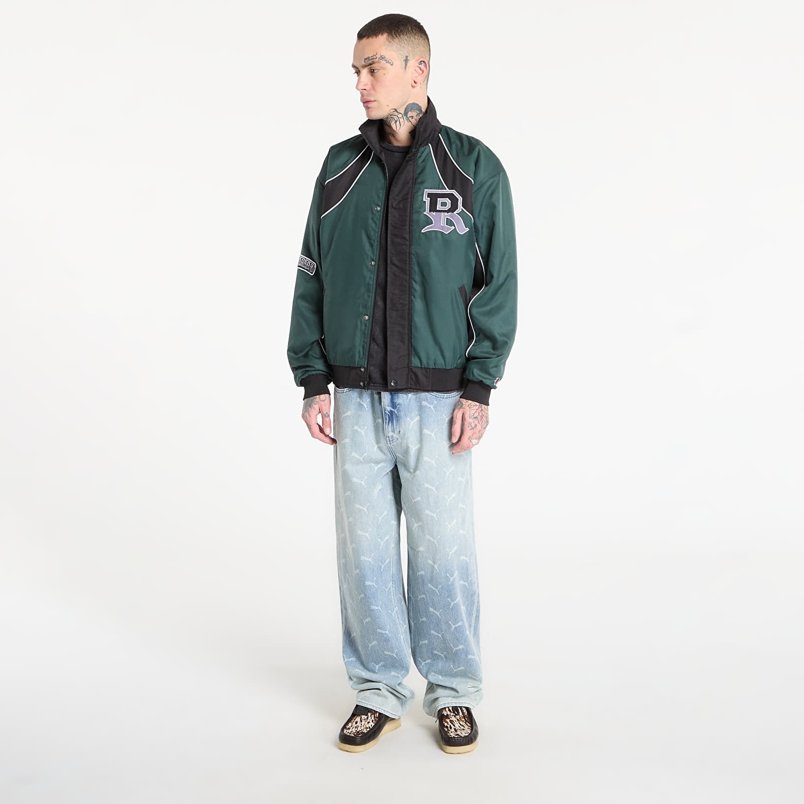 Pánske bundy RIPNDIP Ripndip Athletics Race Jacket Sand/ Charcoal