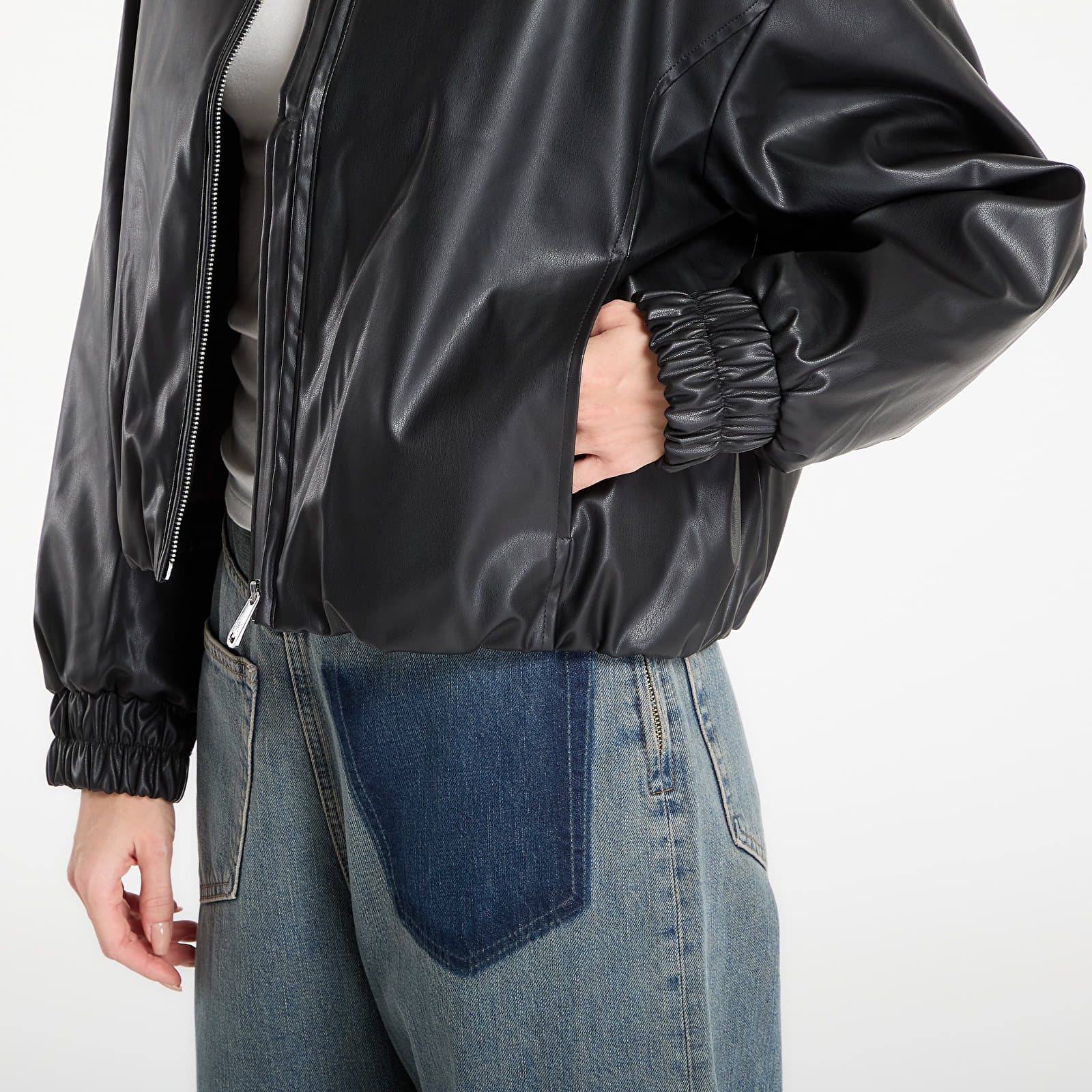 Dámske bundy Calvin Klein Jeans Faux Leather Insulated Jacket Black