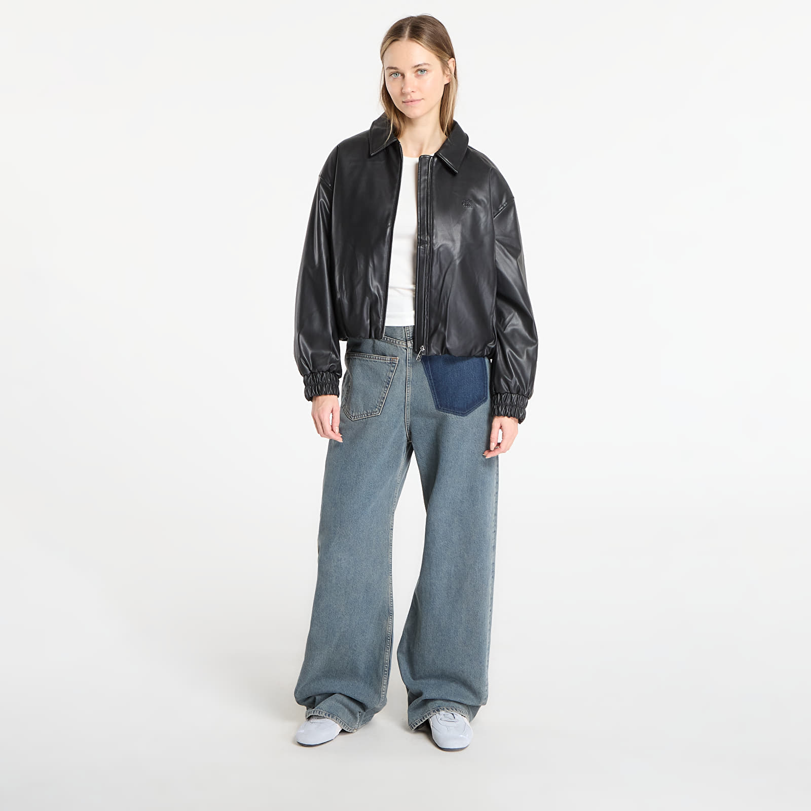 Dámske bundy Calvin Klein Jeans Faux Leather Insulated Jacket Black