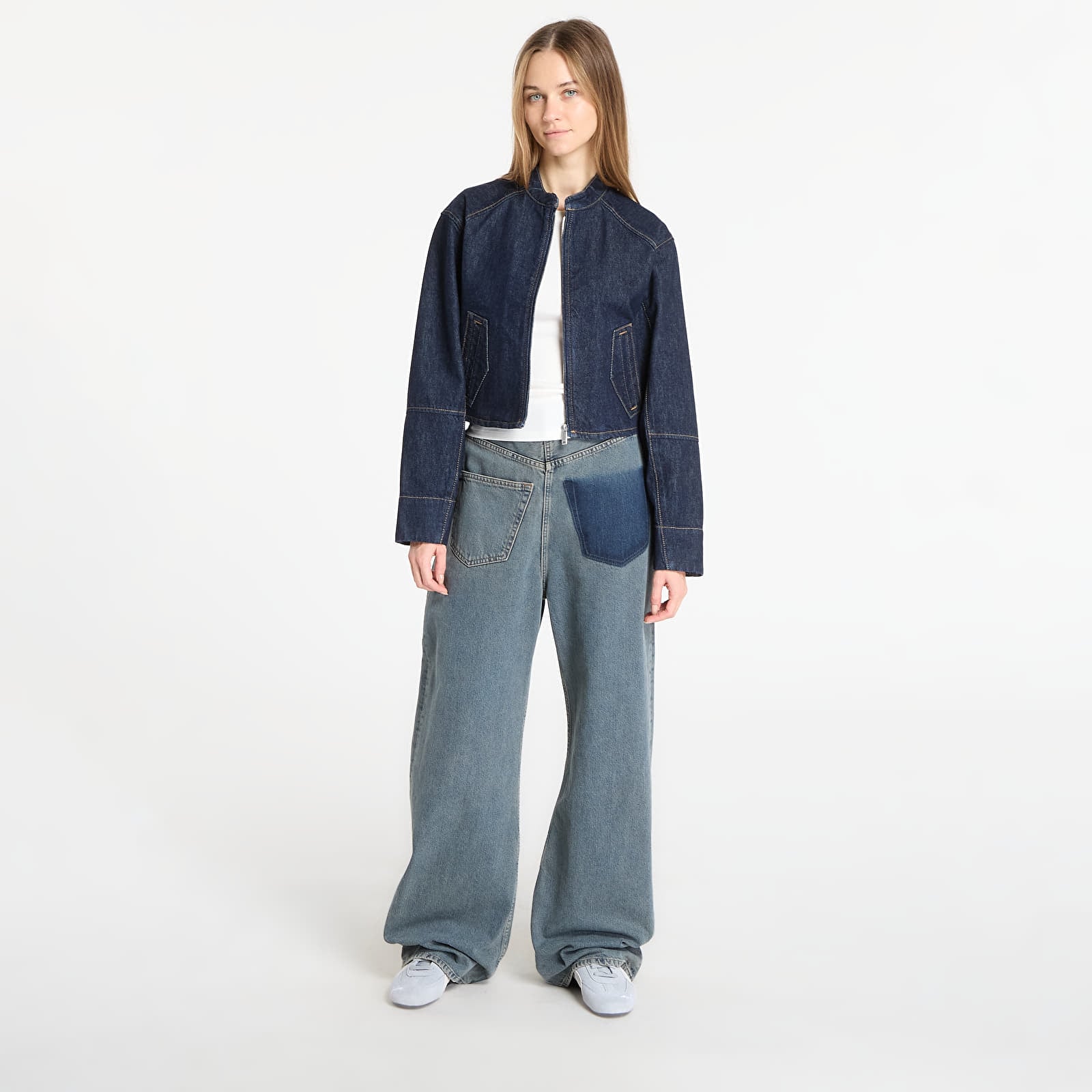 Dámské bundy Calvin Klein Jeans Zip Denim Jacket Blue