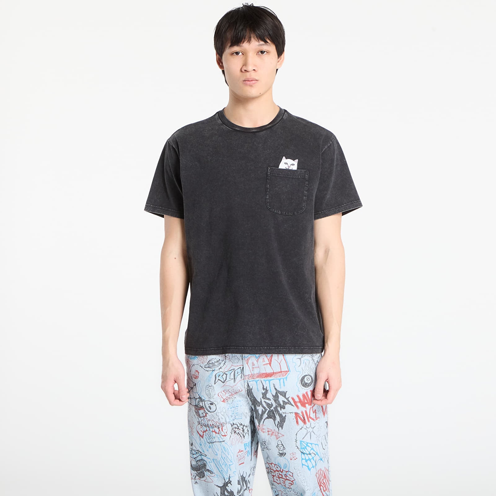 Tricou RIPNDIP Lord Nermal Pocket Tee Black Vintage Wash L