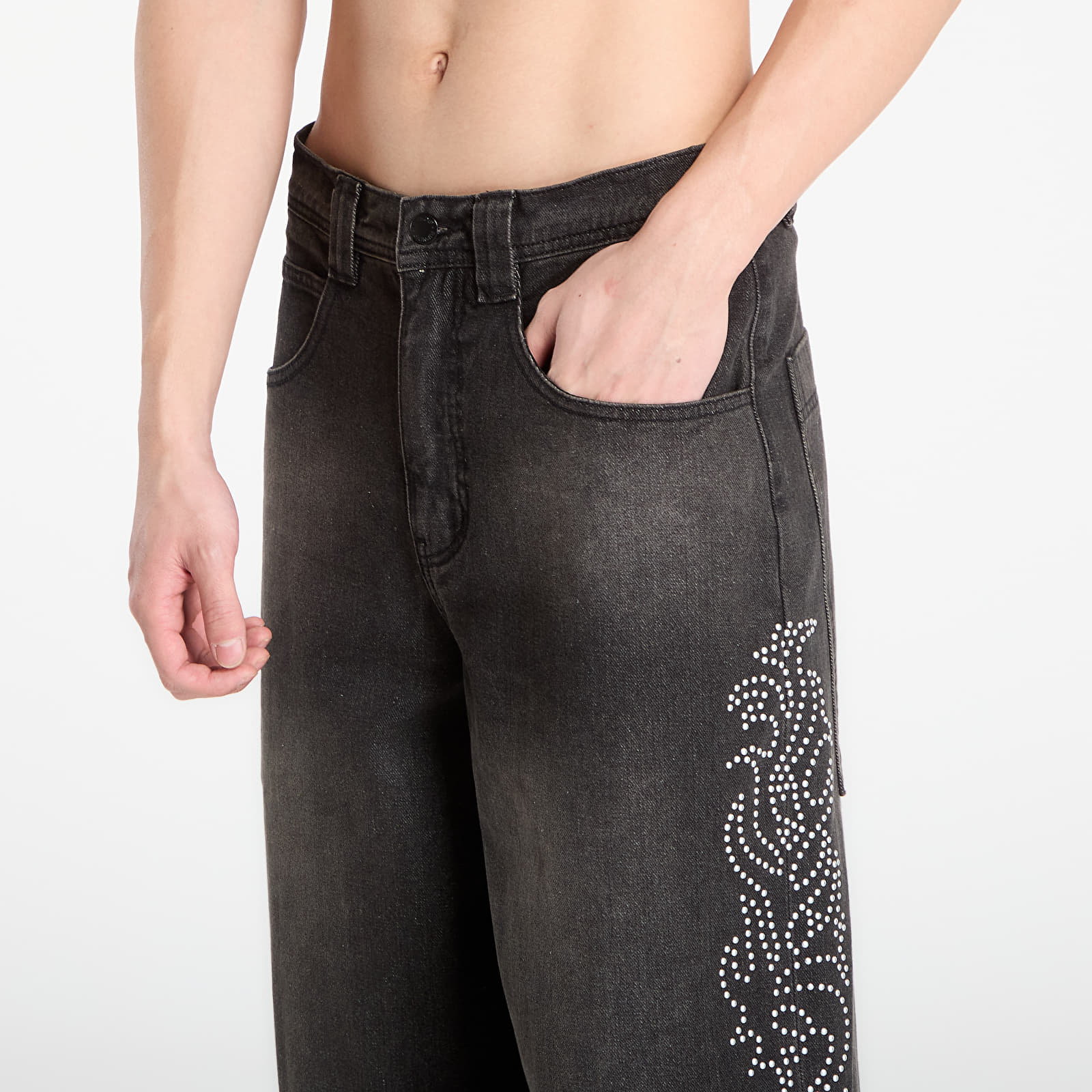 Чоловічі штани RIPNDIP Pretty Flacko Extra Wide Leg Pants Black Vintage Wash Denim