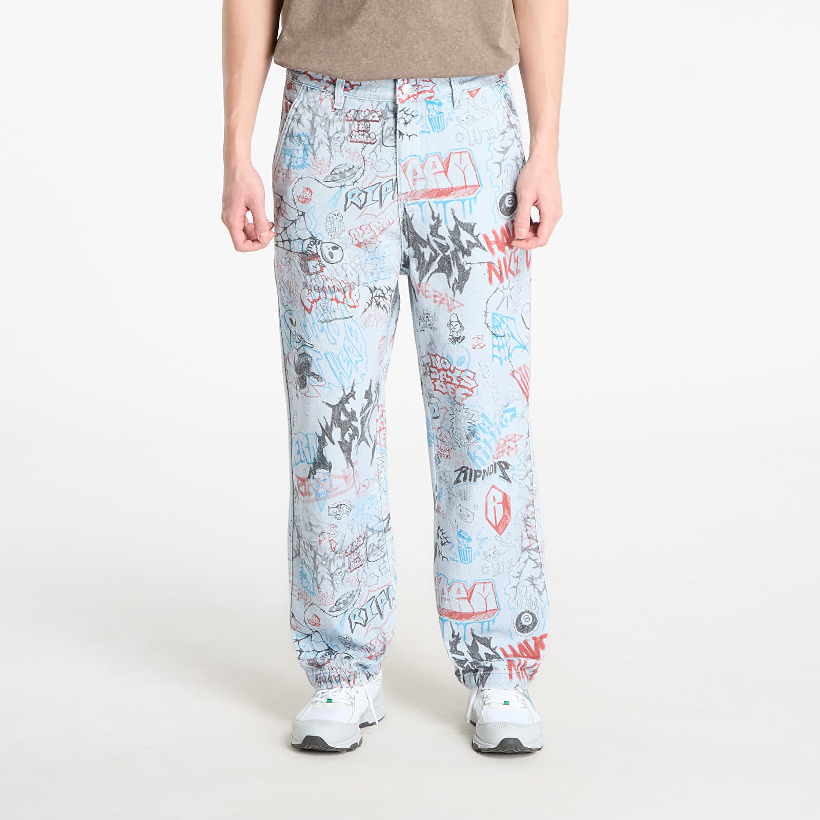 Панталони RIPNDIP Marker Wide Fit Pants Light Wash Denim S