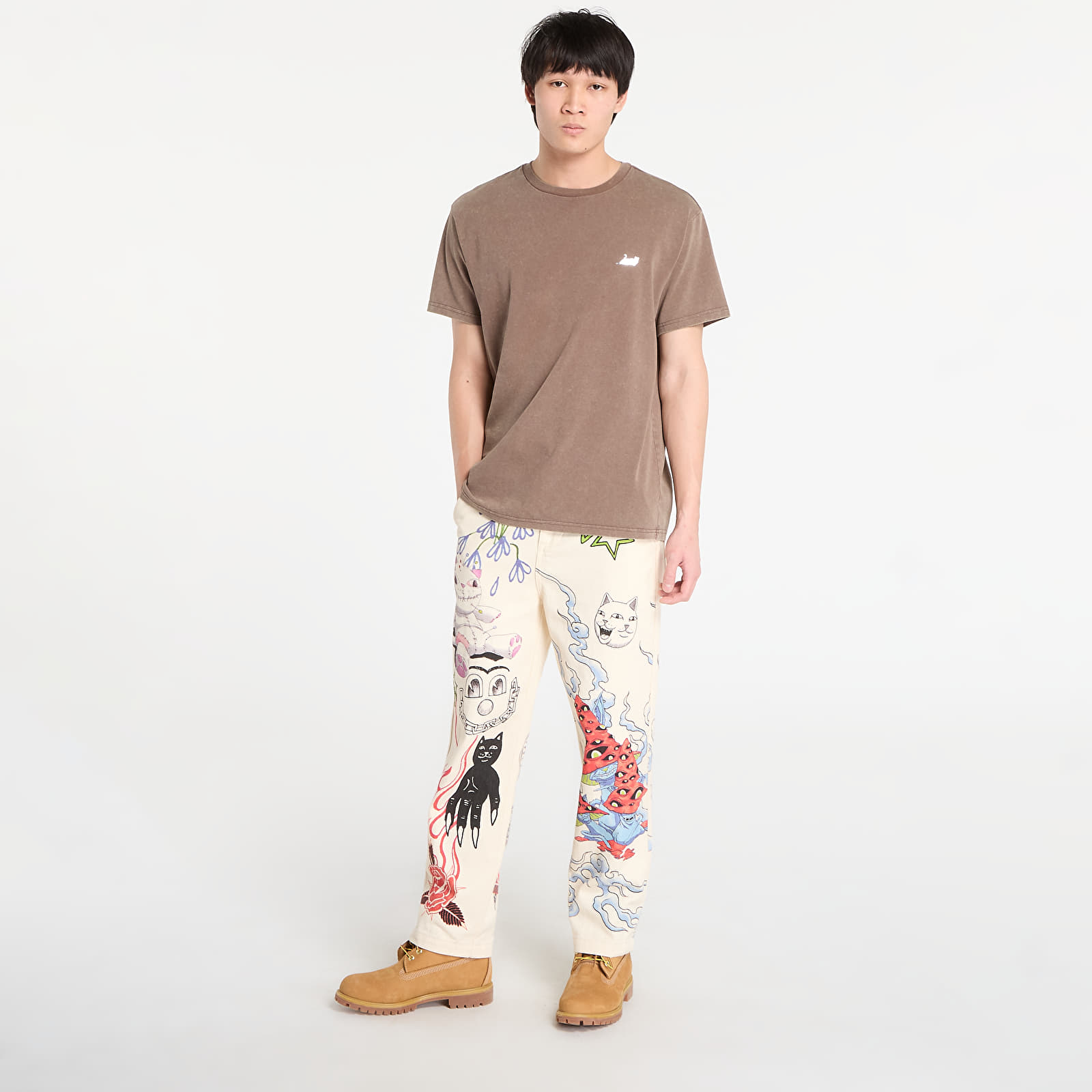 Vyriški marškinėliai RIPNDIP Castanza Short Sleeve Tee Brown Vintage Wash