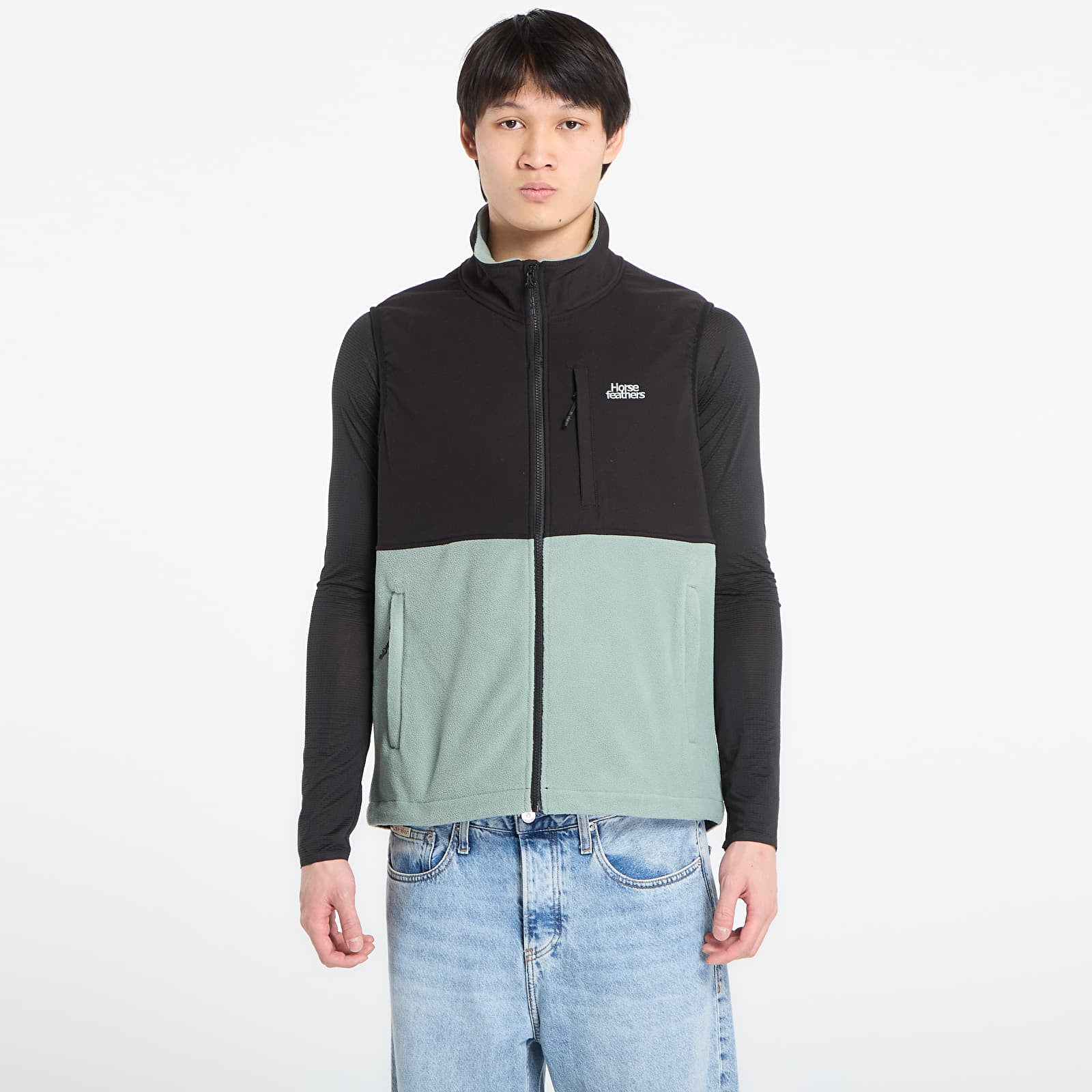 Muški prsluci Horsefeathers Duval Fleece Vest Iceberg Green