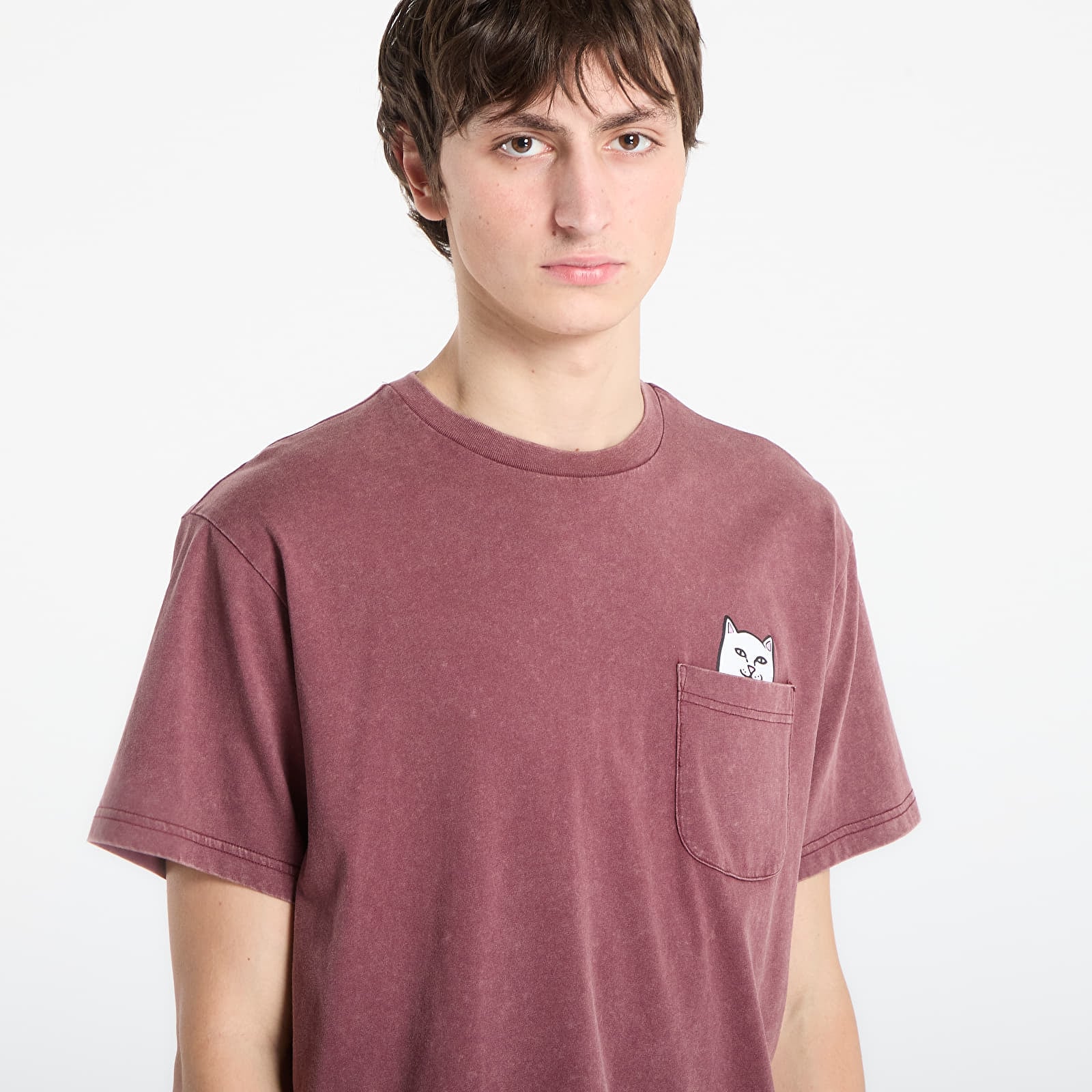 Vyriški marškinėliai RIPNDIP Lord Nermal Pocket Tee Burgundy Vintage Wash