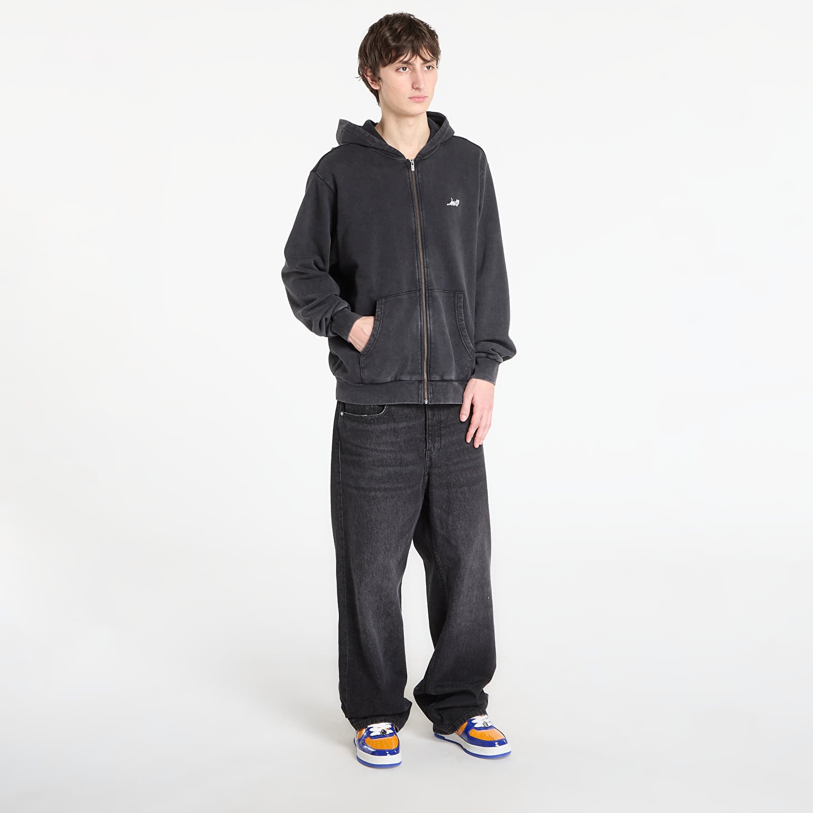 Мъжки суичъри RIPNDIP Castanza Zip Up Hoodie Black Vintage Wash