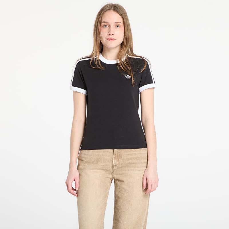 T-krekls adidas 3 Stripes Slim T-Shirt Black/ White