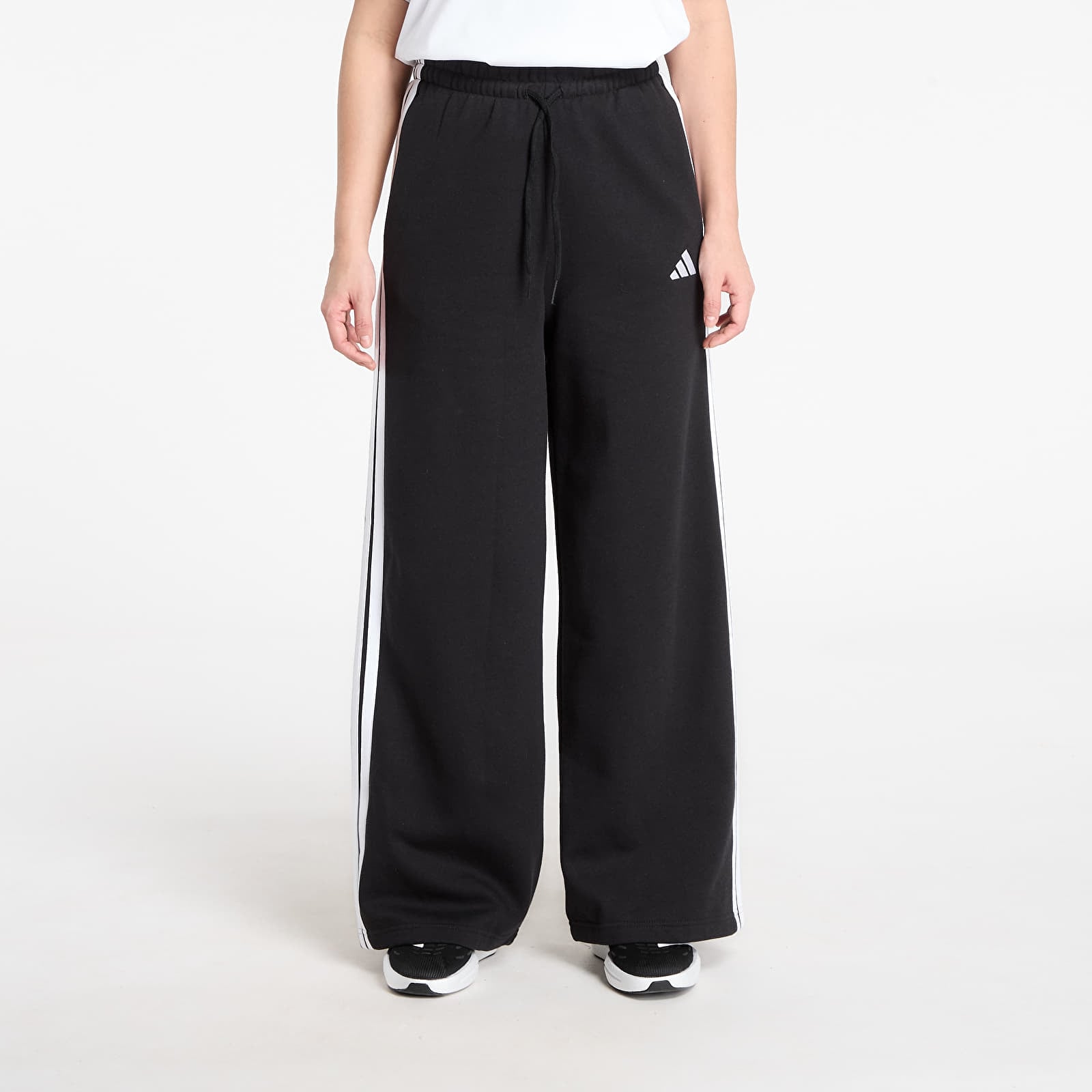 Trenerke adidas 3-Stripes Fleece Wide Pant Black