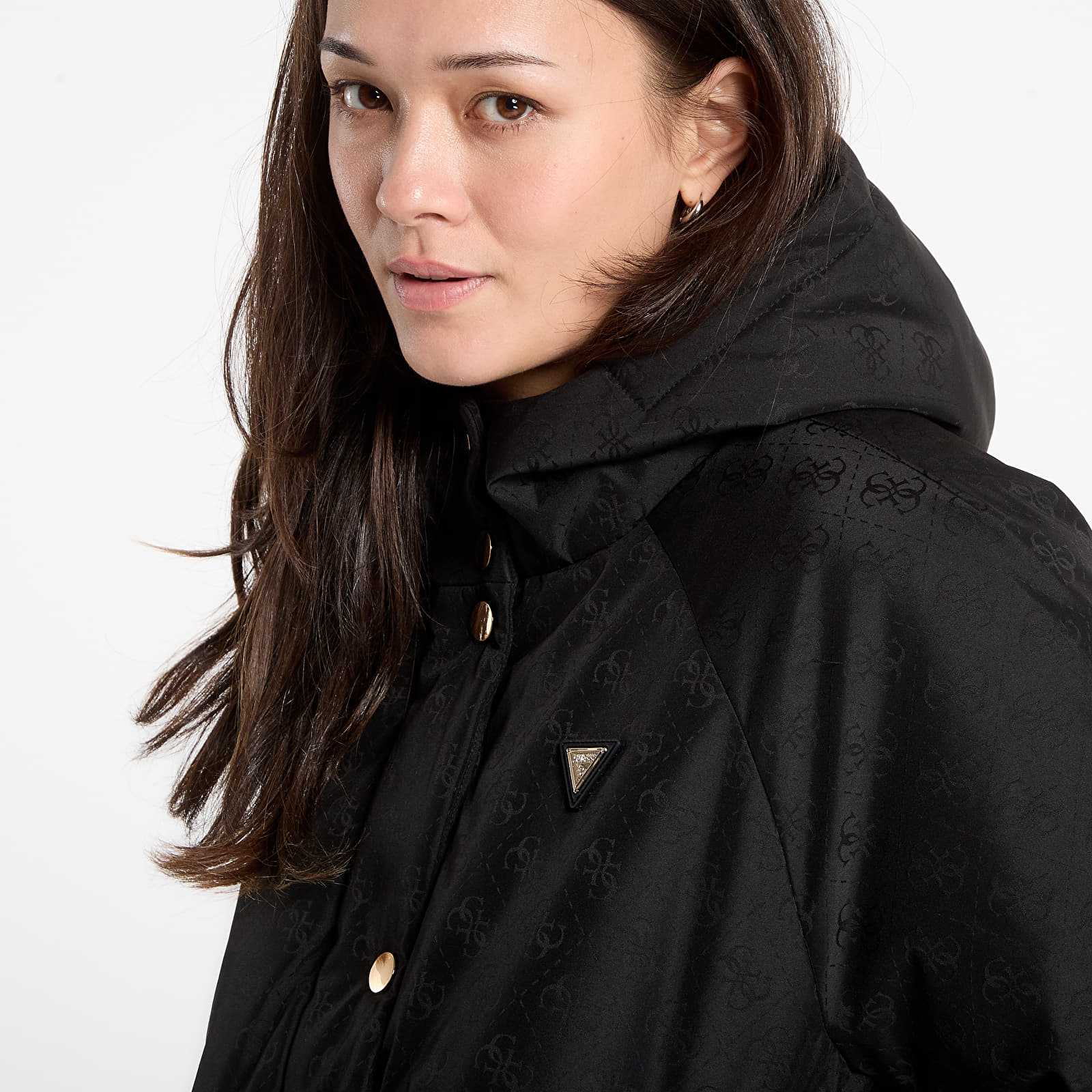 Bundy GUESS 4G Boxy Puffer Jacket Jacquard Jblk Mon