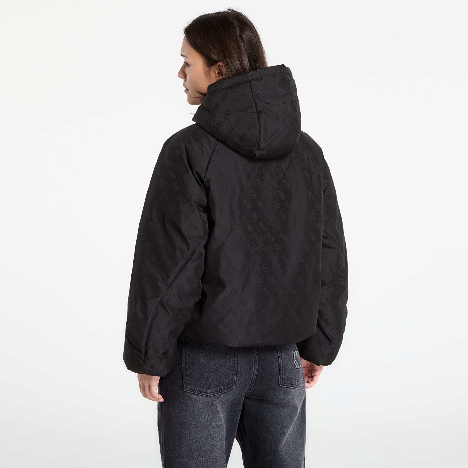 Bundy GUESS 4G Boxy Puffer Jacket Jacquard Jblk Mon