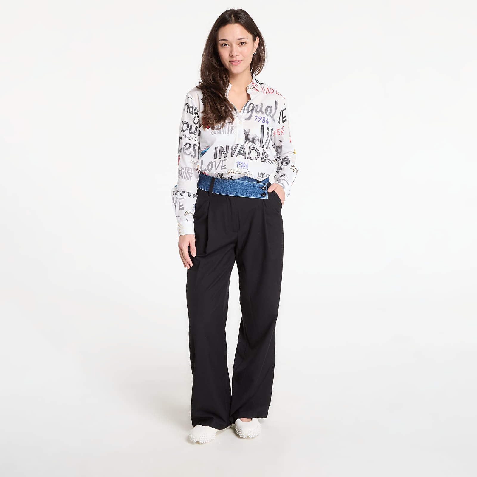 Bukser Desigual Tailored Pants Combined Black