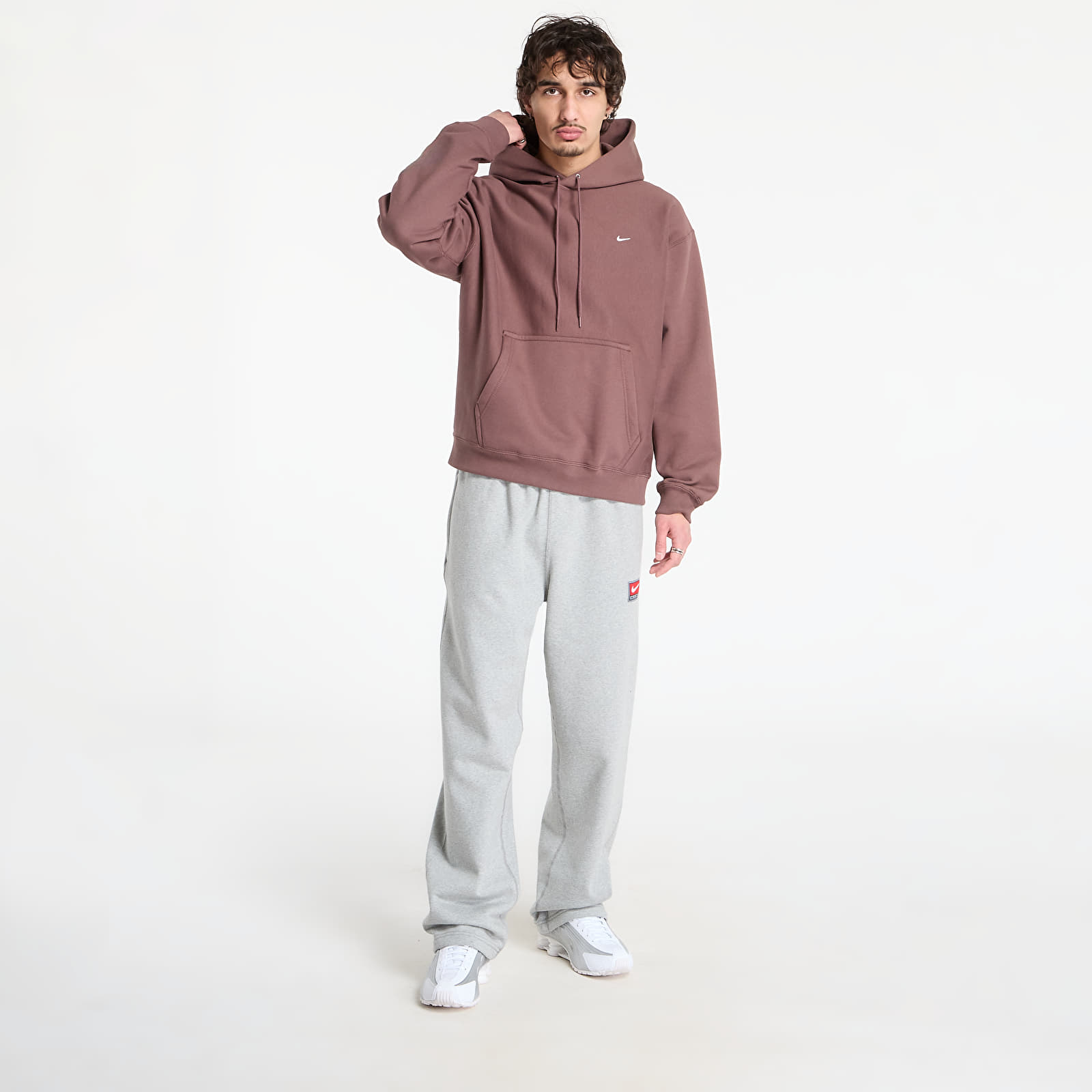 Hanorace pentru bărbați Nike Solo Swoosh Men's Pullover Hoodie Tattoo/ White