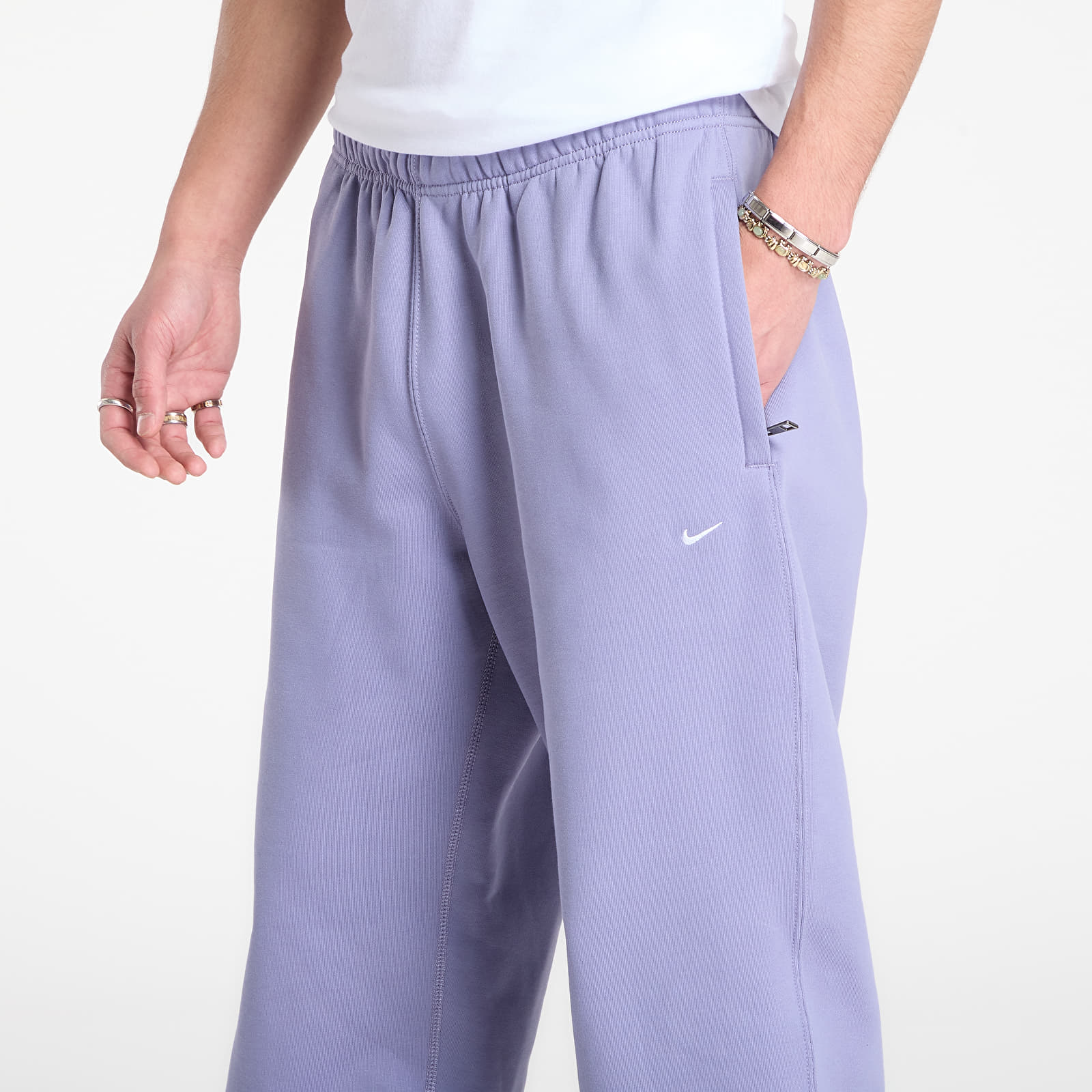 Tepláky Nike Solo Swoosh Men's Fleece Open-Hem Pants Iron Purple/ White