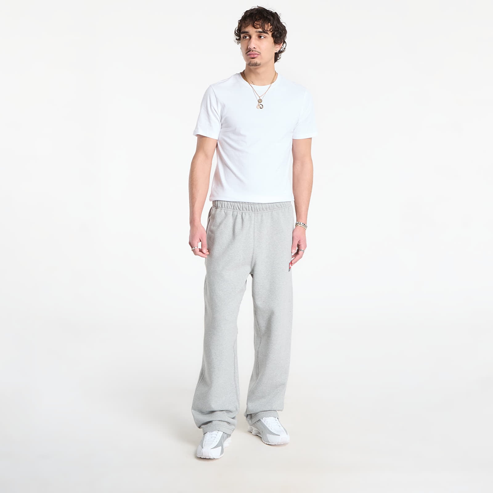 Herren-Sweatpants Nike Solo Swoosh Men's Fleece Open-Hem Pants Dk Grey Heather/ White